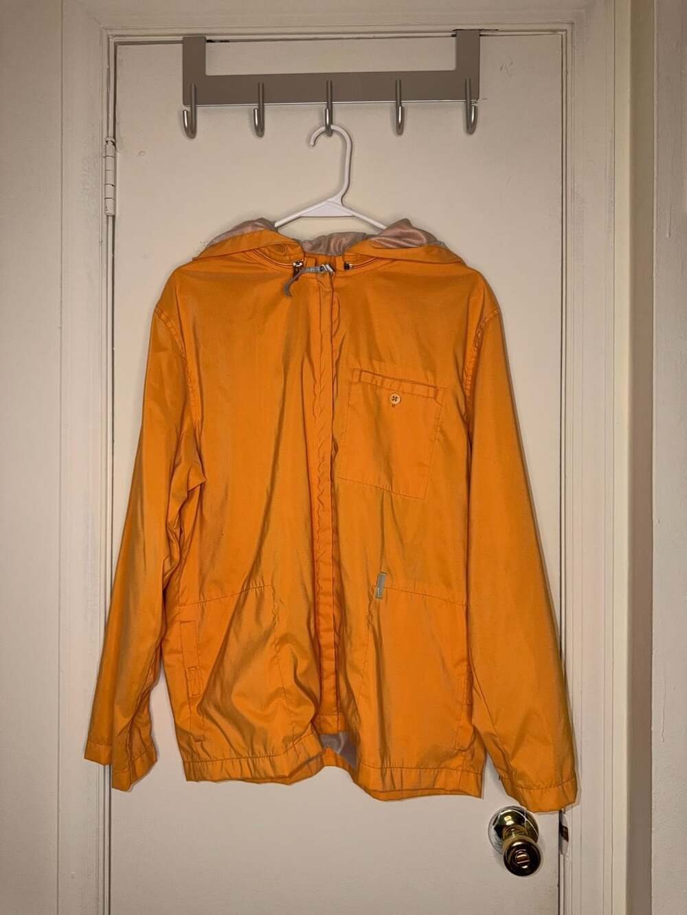 Vintage Nike Orange Hooded Windbreaker Jacket with Mesh Lining and Zip Cuffs